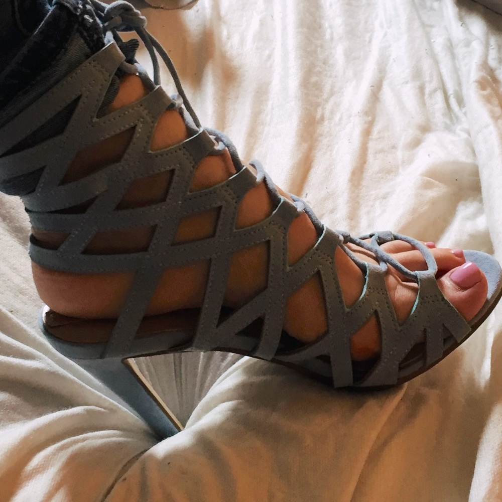 Aldo size 5 women’s blue lace up heels gently used $50